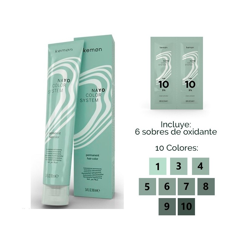 Pack Nayo Coloración SIN AMONIACO + 6 Oxidantes +REGALO 100 ml Pack Nayo Coloración SIN AMONIACO + 6 Oxidantes +REGALO 100 ml